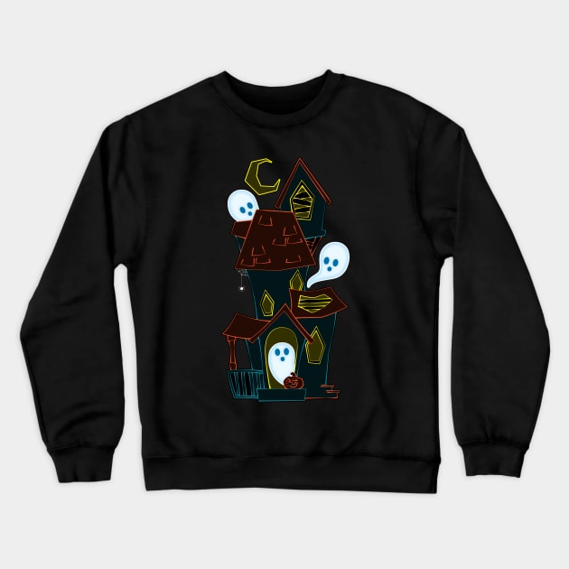 A Spooky Ghost House Crewneck Sweatshirt by JPenfieldDesigns